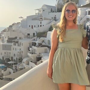 Green Ruffle Sleeve Dress